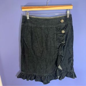 Leifsdottir Anthropologie Women's Black Casual Button Up Skirt